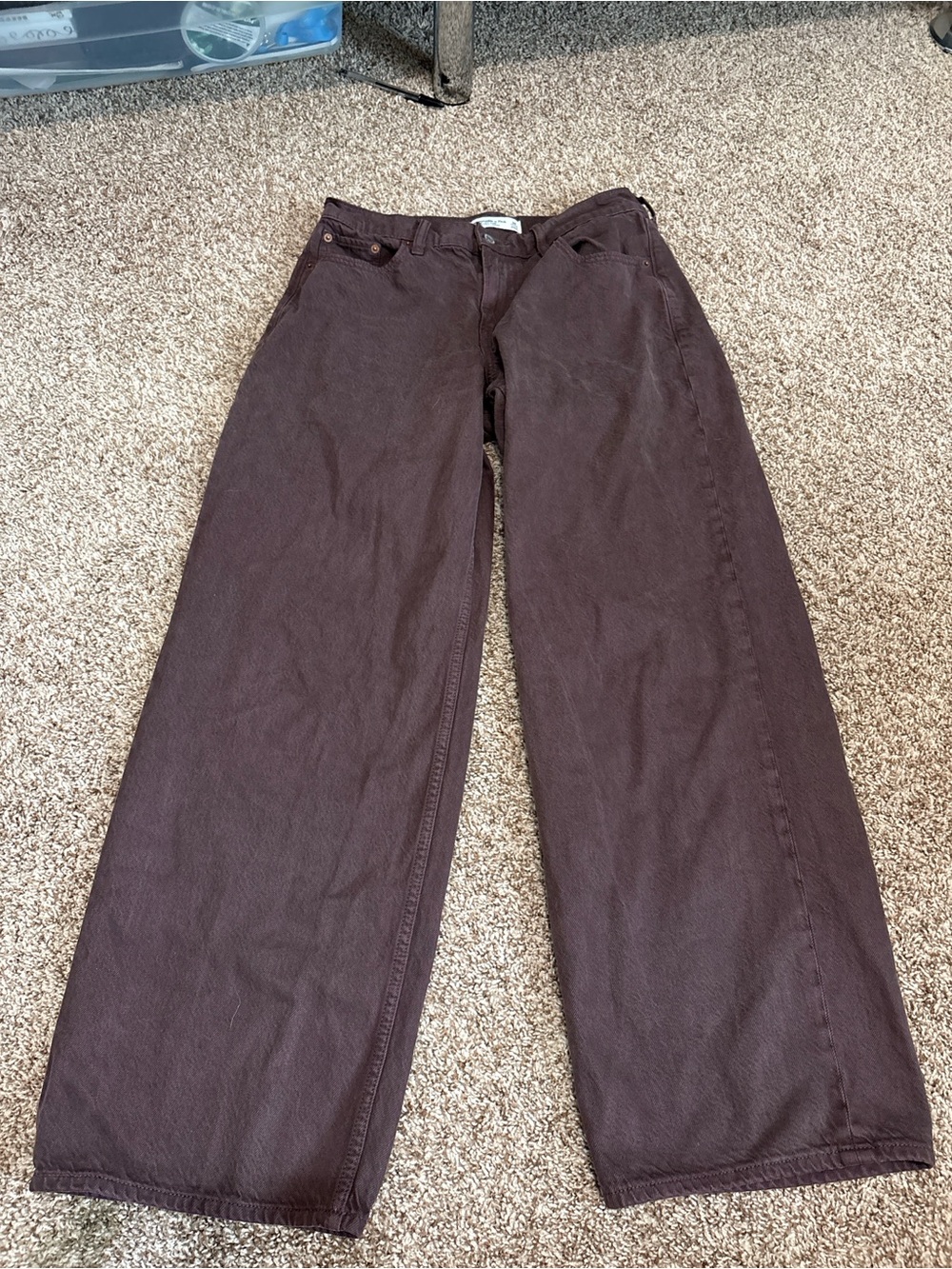 Abercrombie & Fitch curve love low rise ultra loose Jeans in Dark Brown